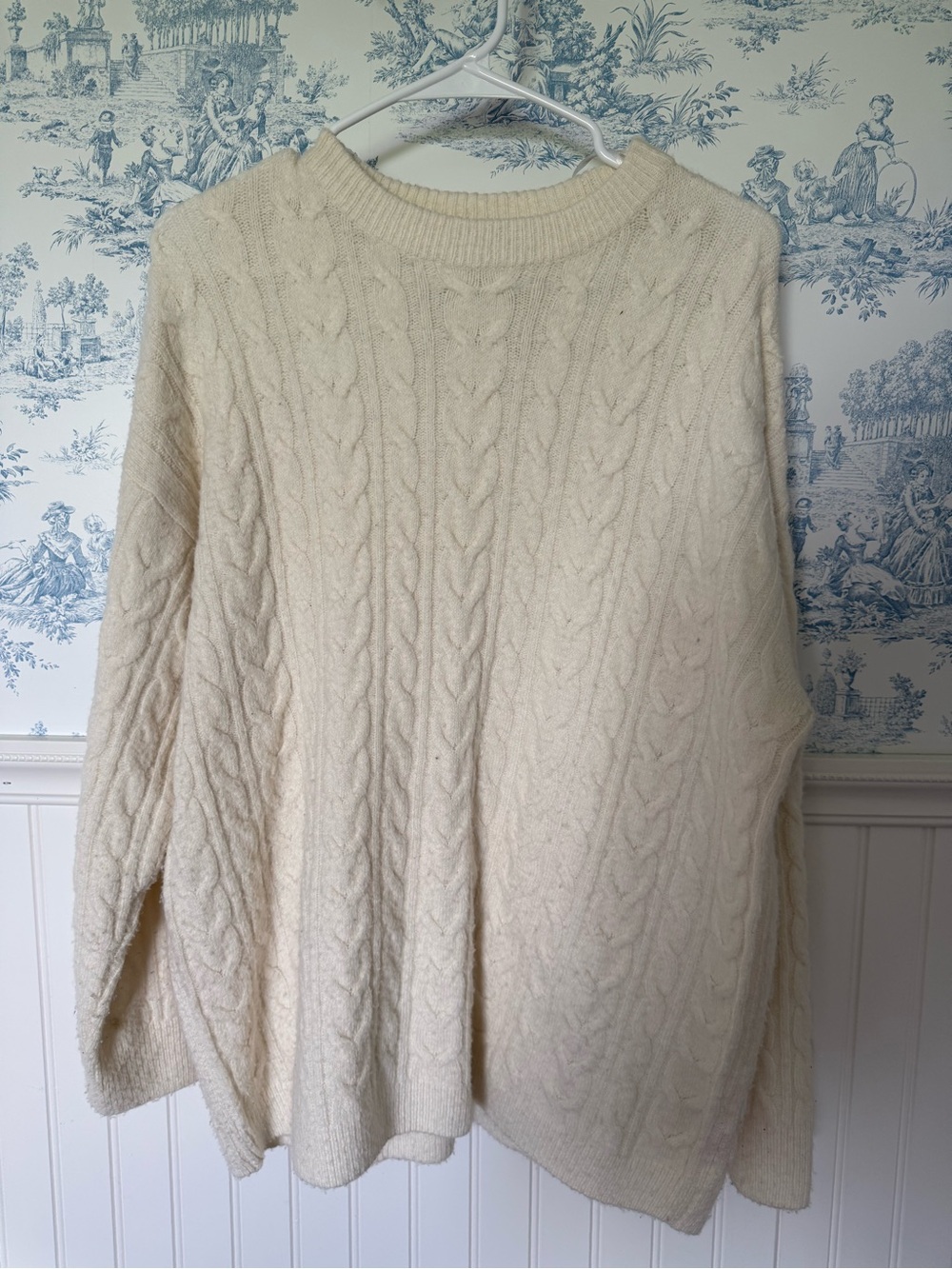 New Look Cream Cable Knit Crew Neck Sweater